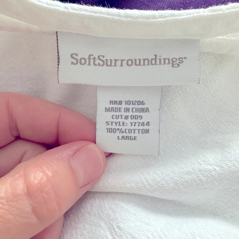 Soft surroundings white cotton boxy drop sleep blouse large